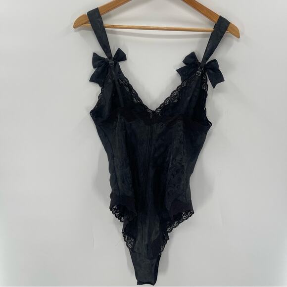 Victoria’s Secret Vintage Gold Tag Lace Bows Black Bodysuit Teddy Size Medium - Picture 9 of 12